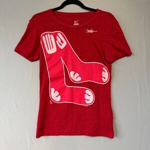 Nike Boston Red Sox Cooperstown Collection Womens Retro T-Shirt Size M Red Sheer